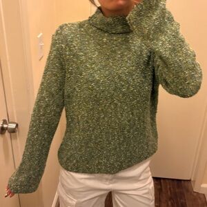 J. Jill Textured Green Cowl Neck Sweater